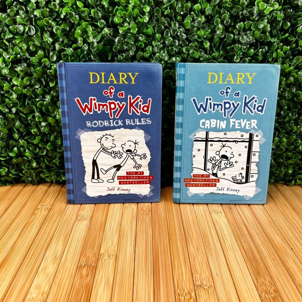 Lot of 2 Diary of a Wimpy Kid Jeff Kinney Hardcover Books Cabin Fever Fever